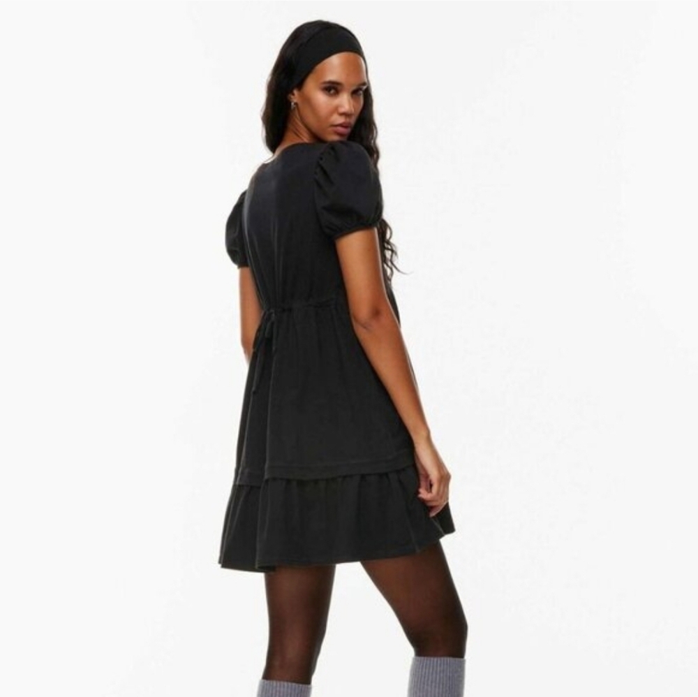 SUNDAY BEST Black Cruise Crew Dress 100% Cotton XXS Aritzia NWT - Picture 2 of 8